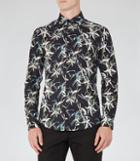 Reiss Ventus - Mens Floral Print Shirt In Black, Size S