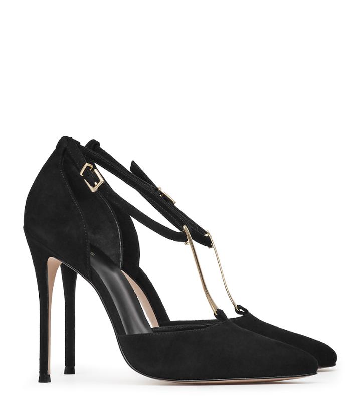 Reiss Keira - Womens Suede T-bar Shoes In Black, Size 4
