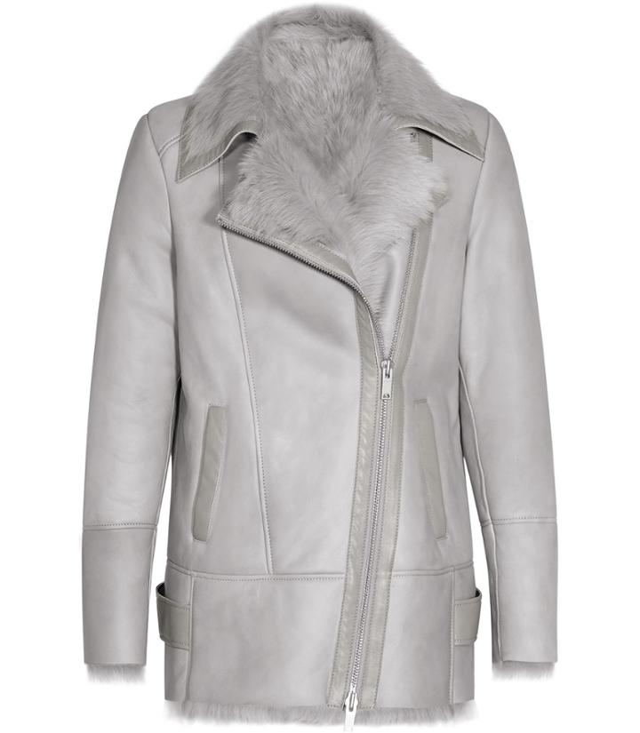 Reiss Nicole - Womens Long-haired Shearling Coat In Grey, Size Xs