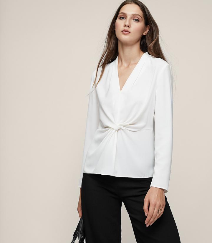 Reiss Marla - Twist-front Top In White, Womens, Size 0
