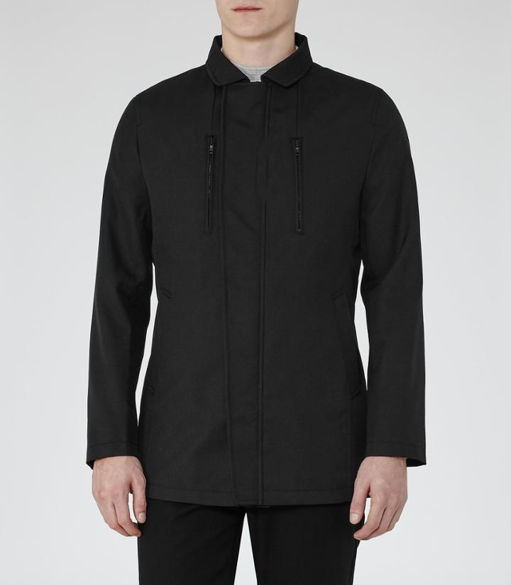 Reiss Toronto - Mens Zipped Collared Jacket In Black, Size S