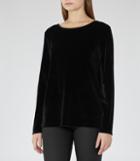 Reiss Maz - Womens Velvet Long-sleeved Top In Black, Size Xs