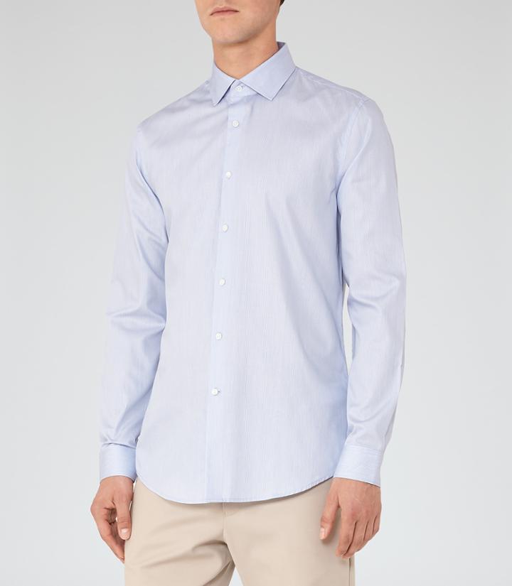 Reiss Osvaldo - Mens Slim Fine Stripe Shirt In Blue, Size Xs