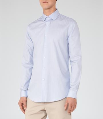 Reiss Osvaldo - Mens Slim Fine Stripe Shirt In Blue, Size Xs