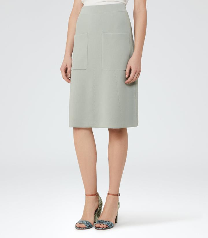 Reiss Bridgette - Knitted A-line Skirt In Green, Womens, Size 2