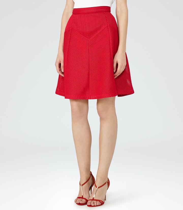 Reiss Amythist - Womens Textured A-line Skirt In Red, Size 6