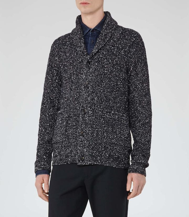 Reiss Turmoil - Mens Shawl Collar Chunky Cardigan In Blue, Size Xs