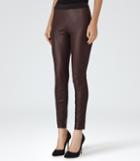 Reiss Carrie - Womens Leather Leggings In Red, Size 6