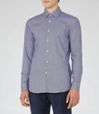 Reiss Clich - Mens Slim Houndstooth Shirt In Blue, Size S