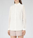 Reiss Madison - Womens Texture-panel Blouse In White, Size 6