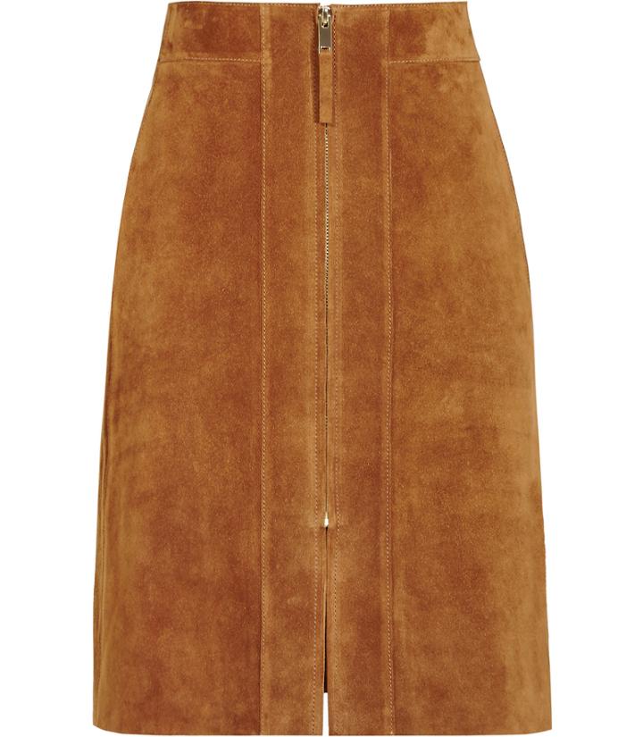 Reiss Joss - Womens Suede A-line Skirt In Brown, Size 6