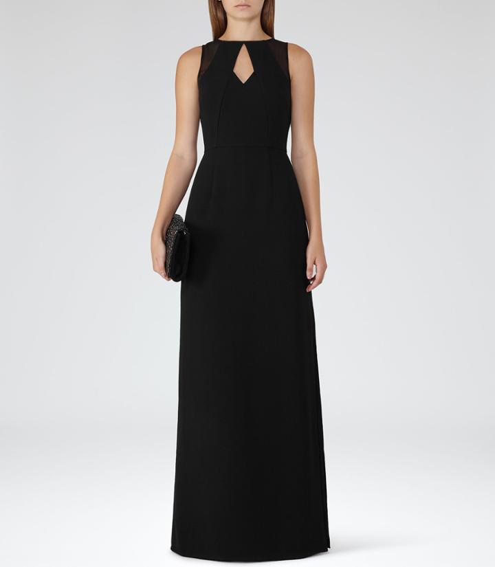 Reiss Calie Maxi - Womens Neckline-detail Maxi Dress In Black, Size 4