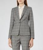 Reiss Musk Jacket - Womens Checked Tailored Blazer In Grey, Size 6