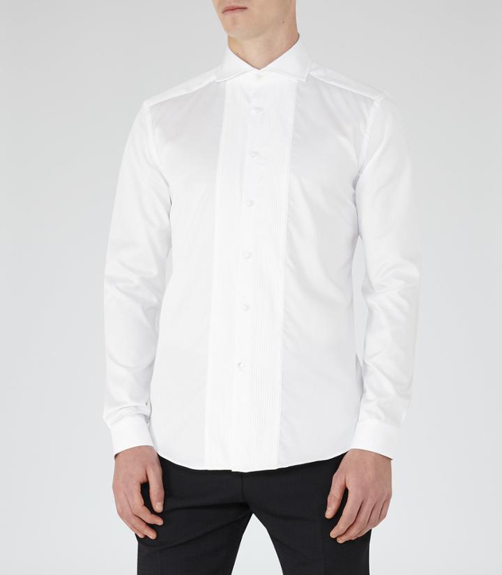 Reiss Woodland - Mens Slim Bib Front Shirt In White, Size Xs