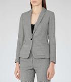 Reiss Maxine Jacket - Womens Patterned Single-breasted Blazer In White, Size 6