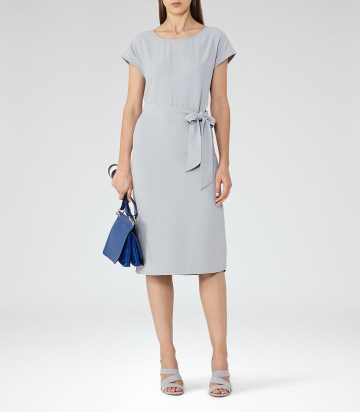 Reiss Luiza - Open-back Day Dress In Blue, Womens, Size 0
