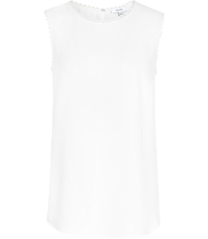 Reiss Acorn - Womens Lace-trimmed Tank Top In White, Size 4