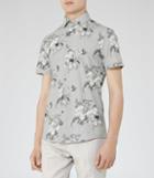 Reiss Monet - Floral Print Shirt In Brown, Mens, Size Xs