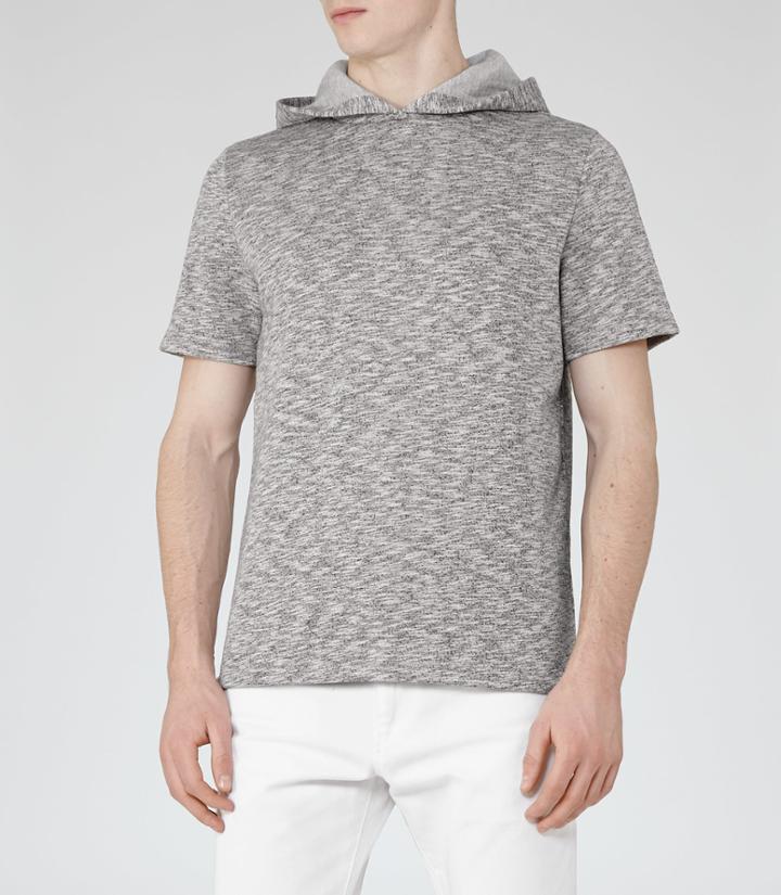 Reiss Shelter - Mens Short Sleeve Hooded Knit In Grey, Size S