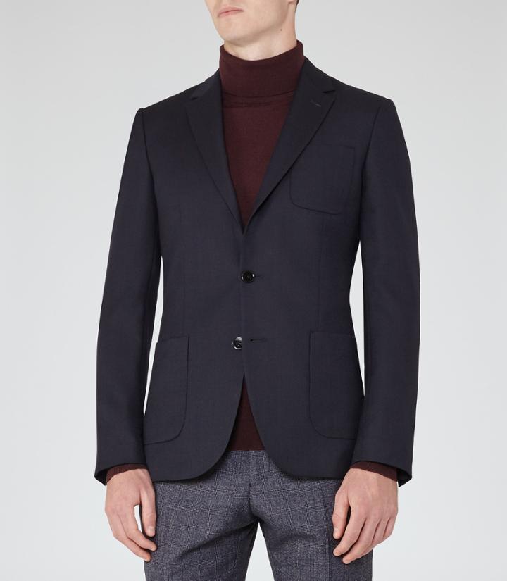 Reiss Lana - Patch Pocket Blazer In Blue, Mens, Size 36