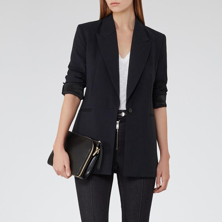 Reiss Leoni - Womens Wide-lapel Blazer In Blue