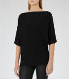 Reiss Olympia - Knitted Batwing-sleeve Top In Black, Womens, Size S