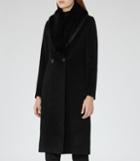 Reiss Franchesca - Womens Faux-fur Detail Coat In Black, Size 4