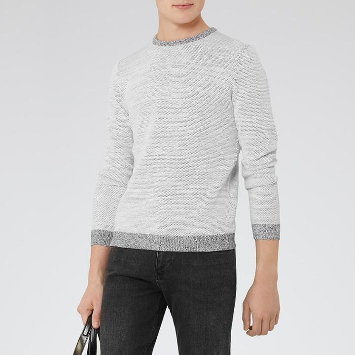 Reiss Roosevelt - Mens Textured Crew-neck Jumper In Grey