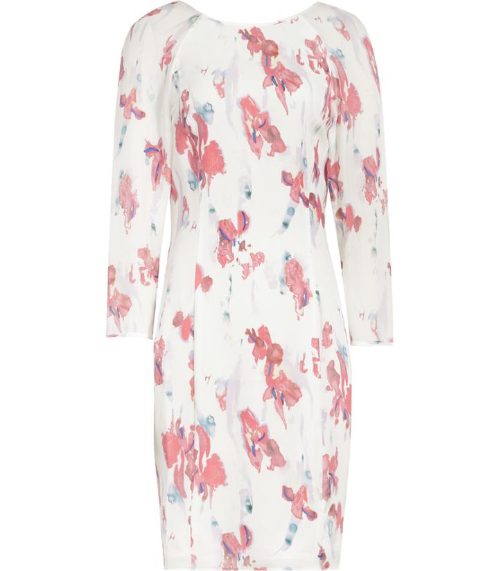 Reiss Kami - Womens Printed Long-sleeved Dress In Cream, Size 4