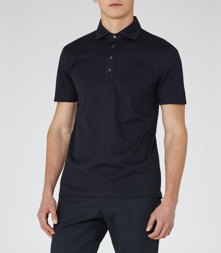 Reiss Spirito - Mens Pique Cotton Polo Shirt In Blue, Size M