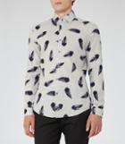 Reiss Lumineer - Mens Feather Print Shirt In Grey, Size M