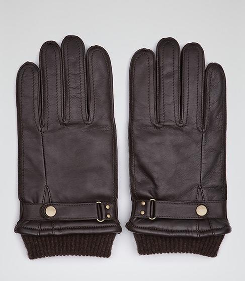 Reiss Penfold Leather Cuffed Gloves