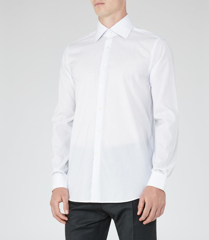 Reiss Wyoming - Mens Fine Stripe Shirt In White, Size Xs