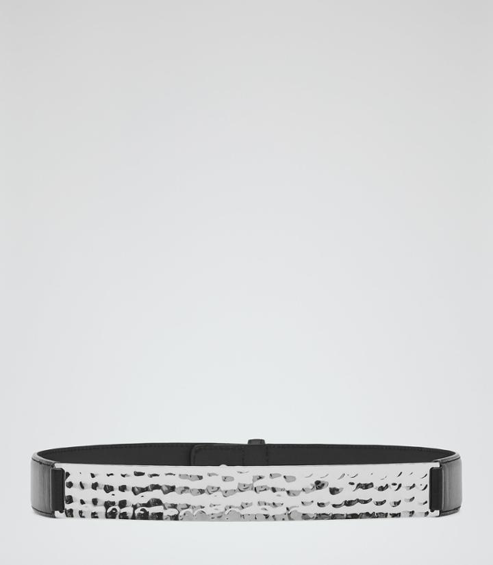 Reiss Belluci - Womens Hammered Metal Belt In Brown, Size Xs