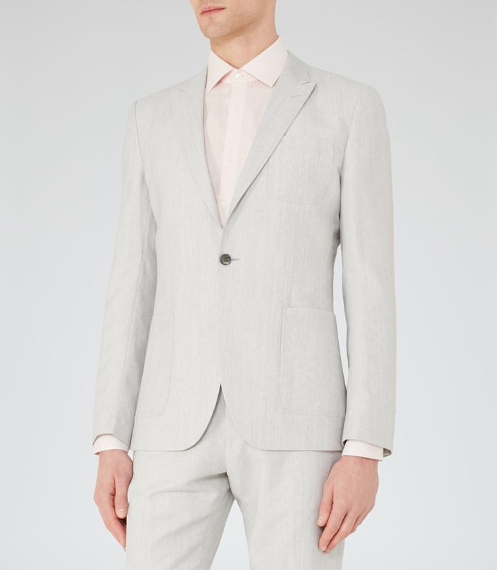 Reiss Rumble B - Wool And Linen Blazer In Grey, Mens, Size 38