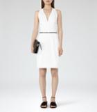 Reiss Rakele - Womens V-neck Fit And Flare Dress In White, Size 4