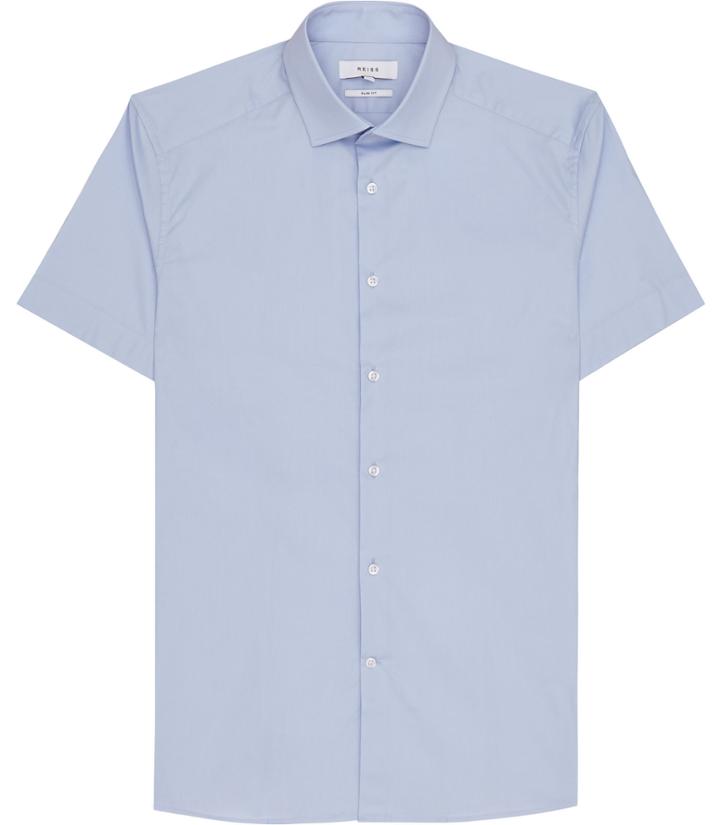 Reiss Redmayne - Mens Cotton Short Sleeve Shirt In Blue, Size S