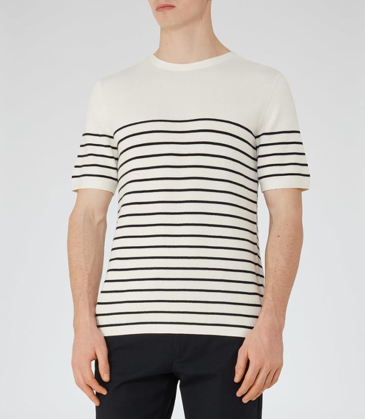 Reiss Edmond - Mens Breton Stripe Jumper In White, Size Xs