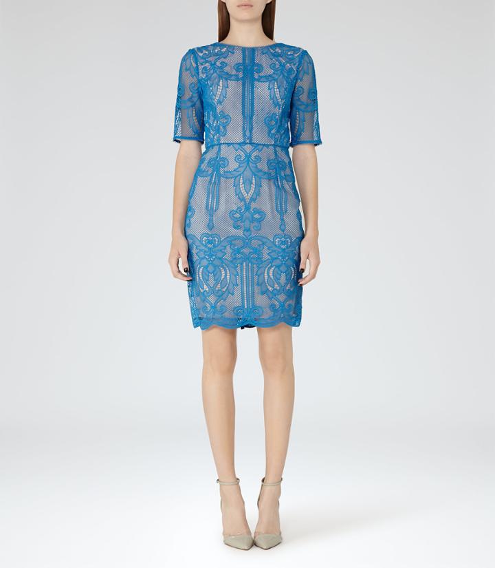 Reiss Zola - Womens Lace Dress In Blue, Size 6