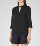 Reiss Kris - Womens Keyhole Neckline Top In Black, Size 6