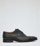 Reiss Ferra - Mens Leather Semi Brogues In Black, Size 7