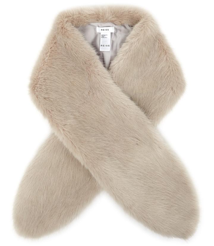 Reiss Laska - Womens Faux-fur Scarf In Grey