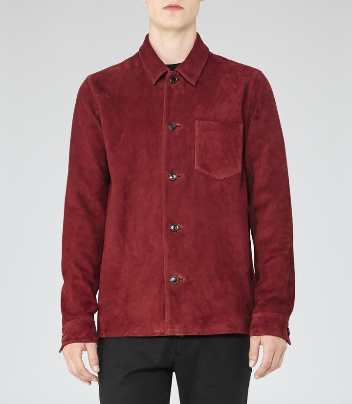 Reiss Rumour - Mens Suede Shirt In Red, Size M