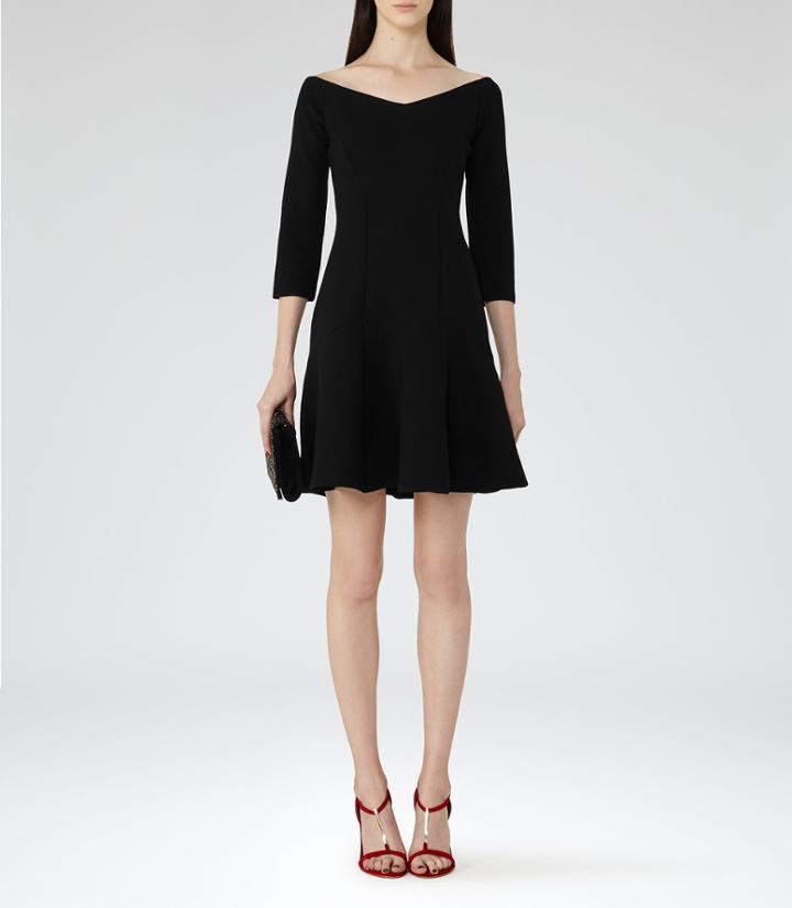Reiss Kitty - Womens Off-the-shoulder Dress In Black, Size 6
