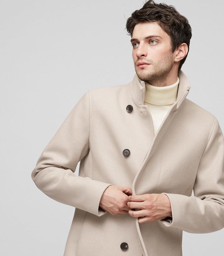 Reiss Curraghmore - Funnel Collar Jacket In Brown, Mens, Size Xs