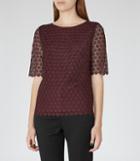 Reiss Dee - Womens Short-sleeve Lace Top In Red, Size 6