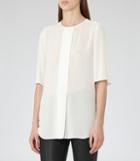 Reiss Carine - Short-sleeved Top In White, Womens, Size 0