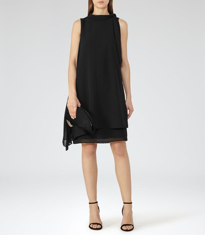 Reiss Aries - Tie-neck Dress In Black, Womens, Size 0