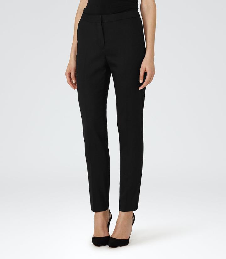 Reiss Dartmouth Trouser - Textured Tailored Trousers In Black, Womens, Size 8