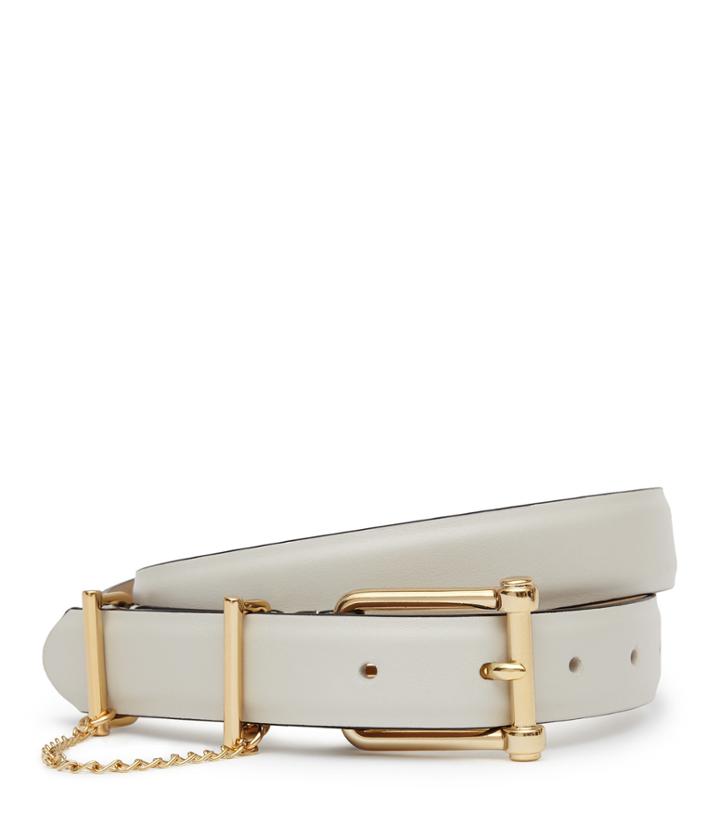 Reiss Liana - Womens Chain-detail Leather Belt In White, Size Xs